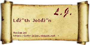 Lóth Jolán névjegykártya